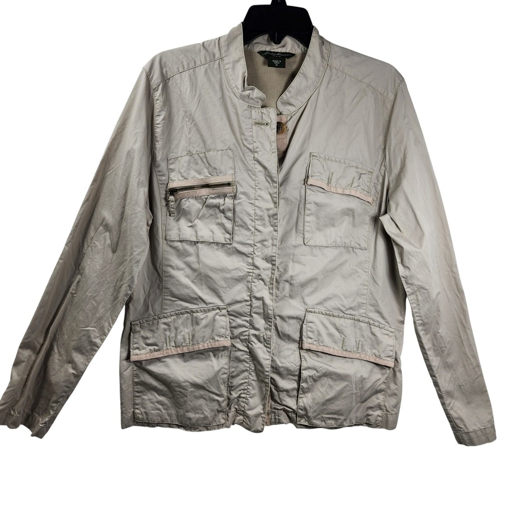 Eddie Bauer Womens Utility Jacket Cotton Lightweight Gorpcore Hiking Neutral XL - Picture 1 of 16